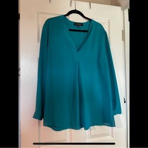 Teal green/blue tunic style blouse